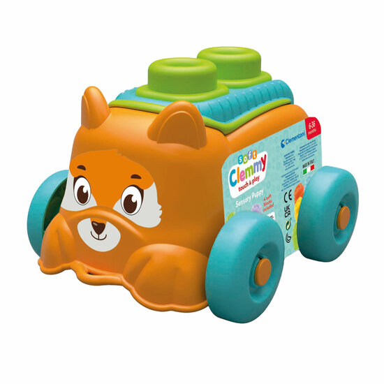 Clementoni Baby - Clemmy Sensory Puppy Oranje met Soft Blokken, 5dlg.