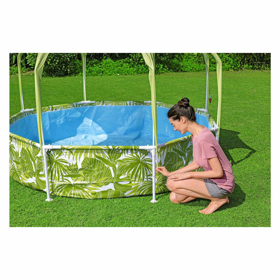 Bestway My First Frame Zwembad Splash-In-Shade Play Rond met UV Zonnescherm, 244cm