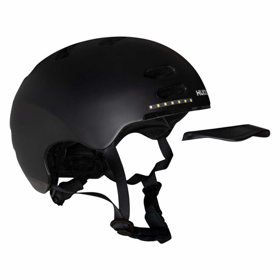 HUDORA Skaterhelm met Klep en Led Zwart, Maat M (55-58cm)