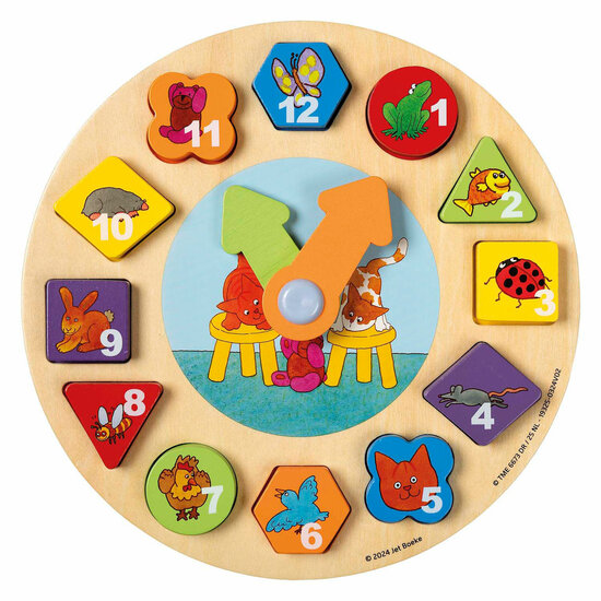 Dikkie Dik Houten Leerklok, 12dlg.