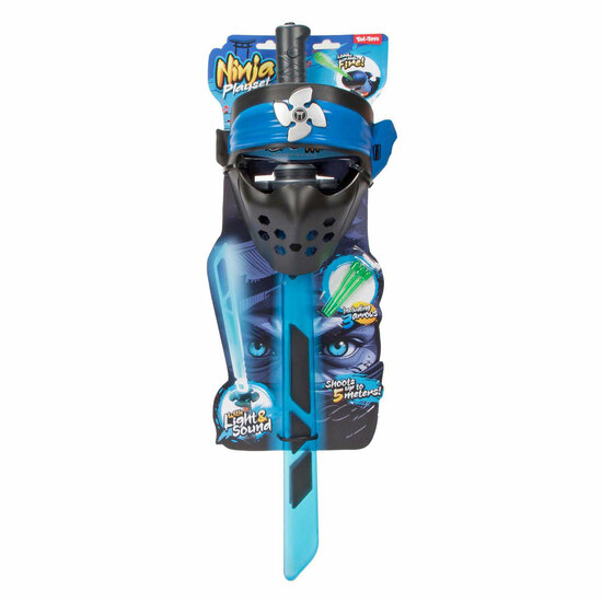 Ninja Lichtzwaard Licht en Geluid met Schietfunctie en Masker -  Blauw