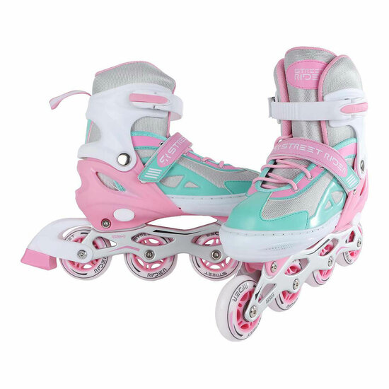 Street Rider Inline Skeelers Roze/Groen Verstelbaar, Maat 33-36