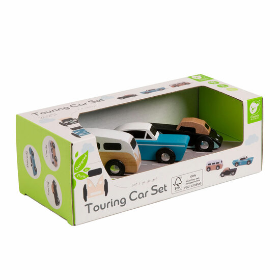 Classic World Houten Tour Auto&#039;s Set, 3st.