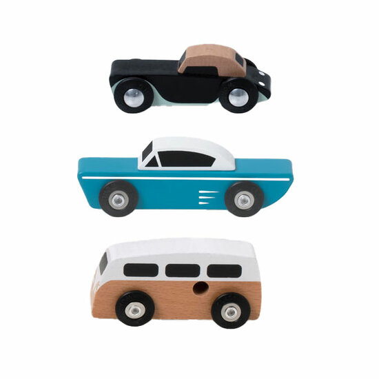 Classic World Houten Tour Auto&#039;s Set, 3st.