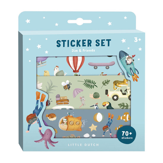 Little Dutch Stickerdoos Jim &amp; Friends, 3 Vellen