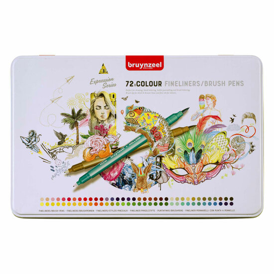 Bruynzeel Creatives Fineliner Brushpen Set 72 Kleuren