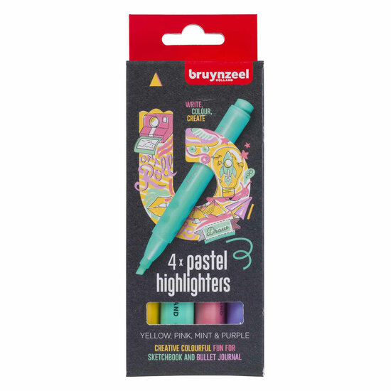 Bruynzeel Markeerstiften Set Pastel 4 Kleuren