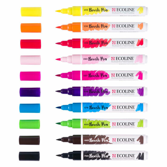 Ecoline Brush Pen Set Helder, 10 Kleuren