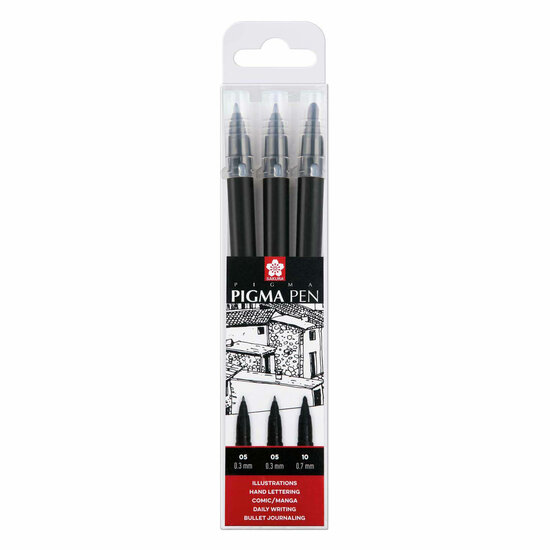 Sakura Pigma Pen Zwart Set 3