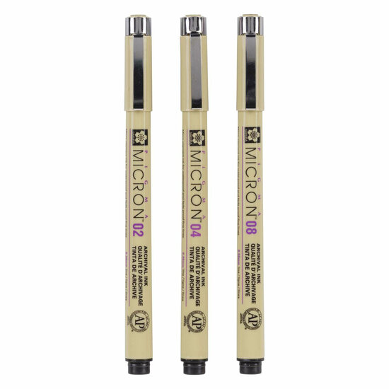 Sakura Pigma Micron Etui 3 Fineliners Zwart 02-04-08