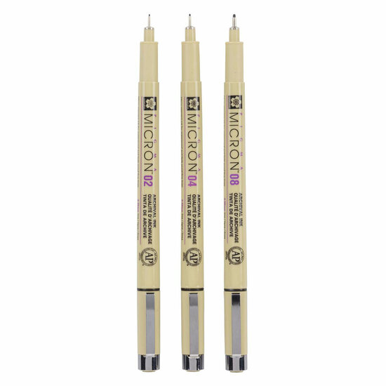 Sakura Pigma Micron Etui 3 Fineliners Zwart 02-04-08