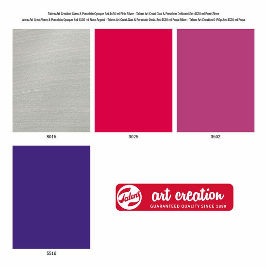 Talens Art Creat.Glas &amp; Porselein Dekkend 4 X30ml Roze Zilver