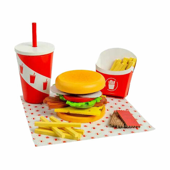 Bigjigs Houten Burger- en Frietset, 48dlg.