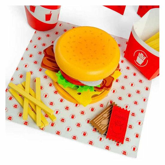 Bigjigs Houten Burger- en Frietset, 48dlg.