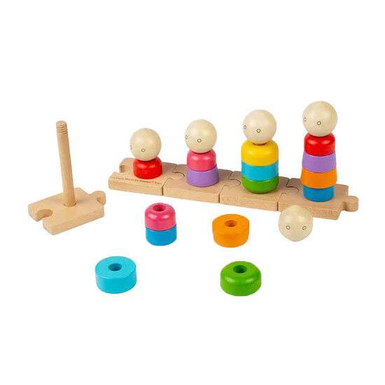 Bigjigs Houten Regenboogfamilie Stapelspeelgoed, 25dlg.