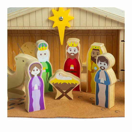 Bigjigs Houten Kerststal Set, 13dlg.