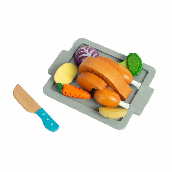 Bigjigs Houten Gebraden Diner Speelset, 12dlg.