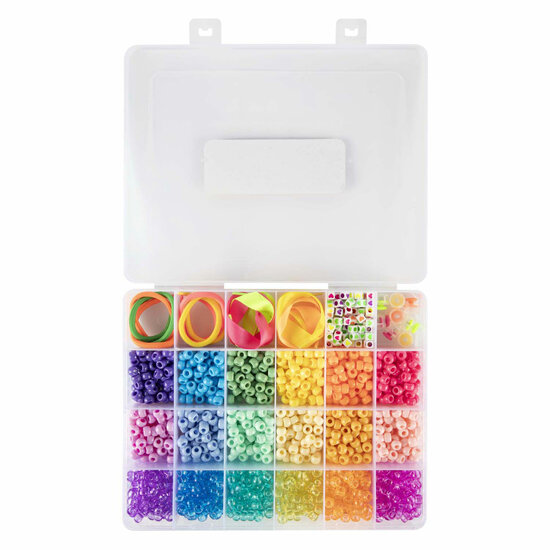 Pony Beads &amp; Accessoires in Opbergdoos, 18 Kleuren