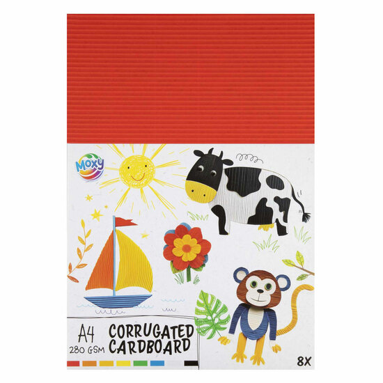 Ribbel Knutselkarton A4, 8 Vellen 8 Kleuren