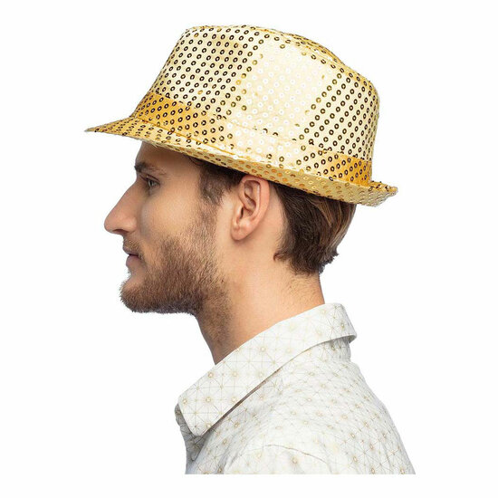 Hoed Popster Pailetten Goud