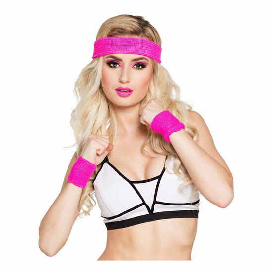 Zweetbanden Neon Roze, 3st.