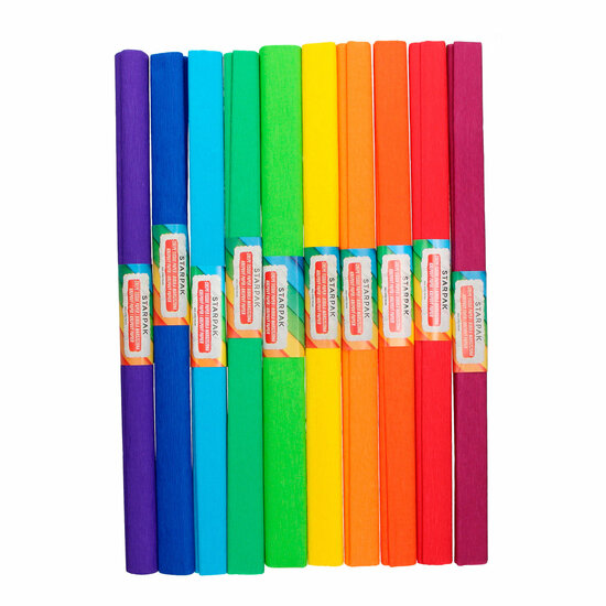 Cr&ecirc;pepapier Regenboog, set van 10 kleuren