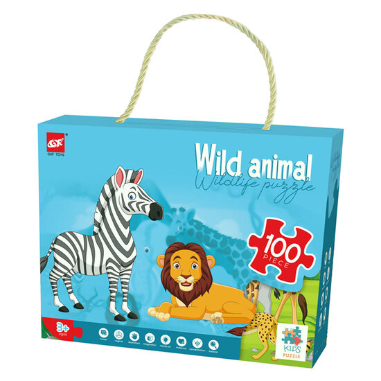Vloerpuzzel Wilde Dieren, 100st.
