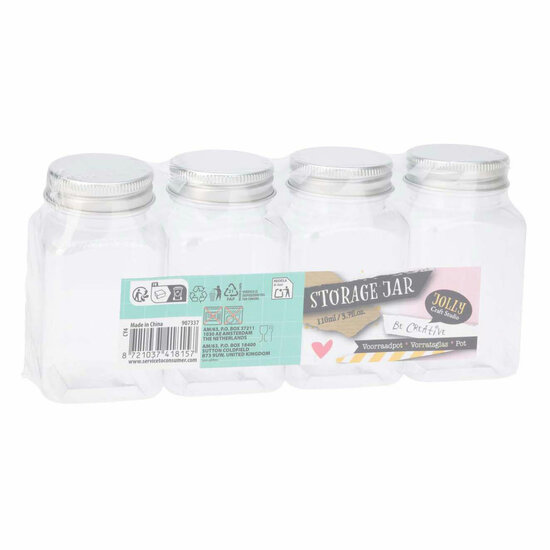 Glazen Opbergpotjes met Deksel, 4st.
