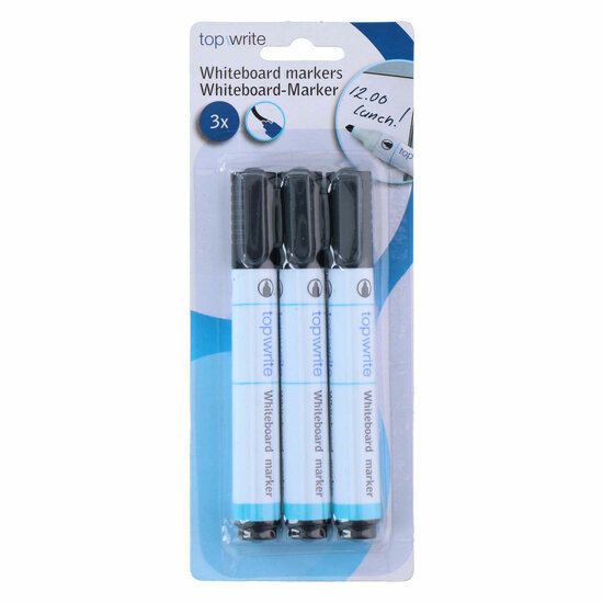 Whiteboardstift Zwart, 3st.