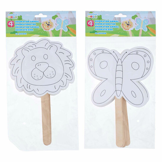 Decoratie Maskers met Houten Handvat, 4st.
