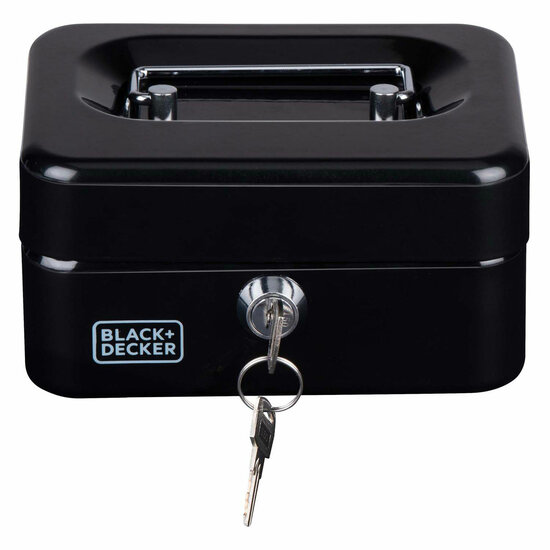 Black+Decker Geldkistje Zwart met Sleutel, 6 Vakken