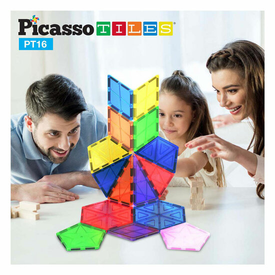 PicassoTiles Geometry - Magnetische Bouwtegels, 16dlg.