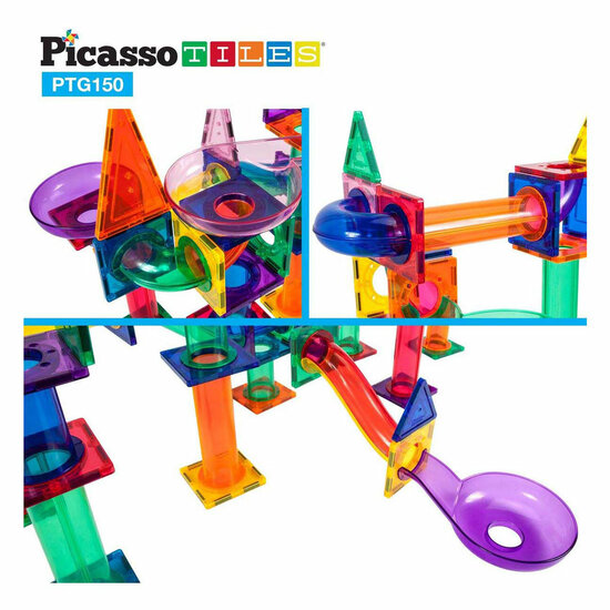PicassoTiles Marble Run - Magnetische Bouwtegels, 150dlg.