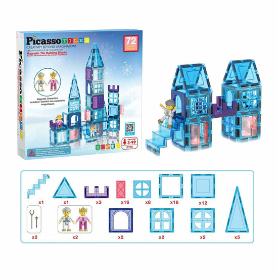 PicassoTiles Winter Theme - Magnetische Bouwtegels, 72dlg.