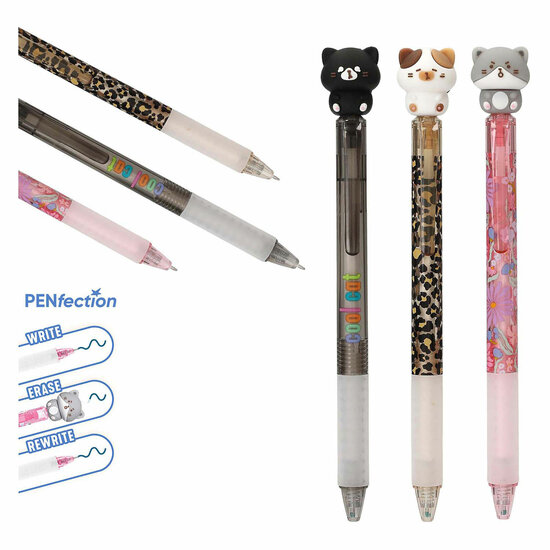 PENfection Uitwisbare Gelpen met Kattentopper