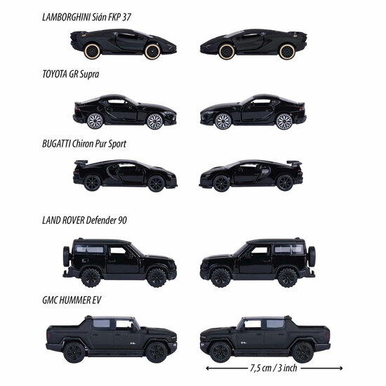 Majorette Black Edition Die-cast Voertuigen, 5dlg.