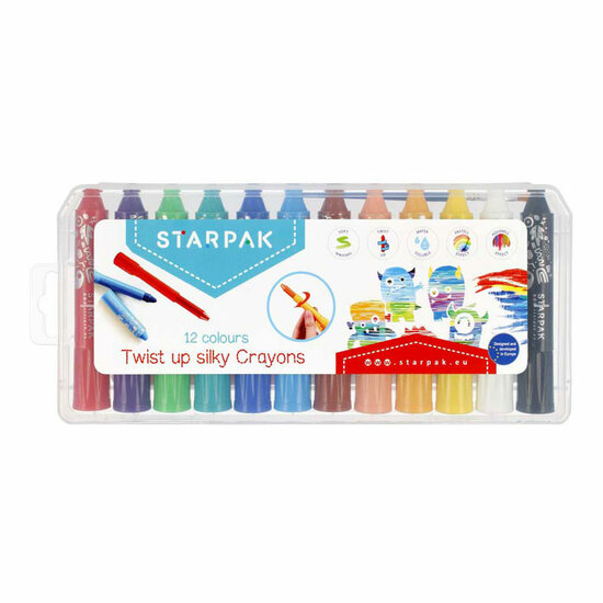 Draaibare Zijdezachte Krijtjes, 12 kleuren