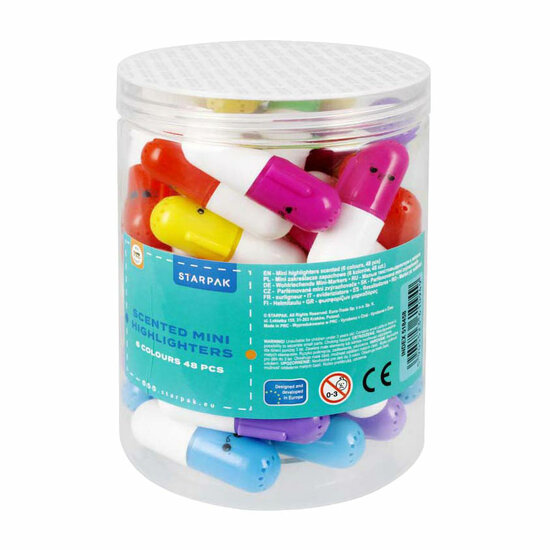 Mini Geurende Markeerstiften Mix van Kleuren, 48st.