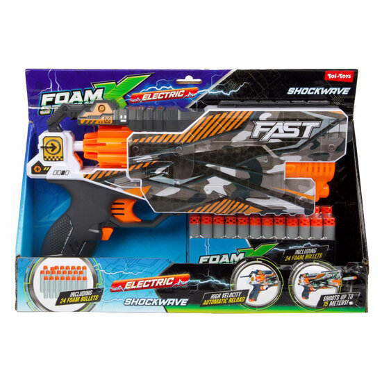 Foam Strikex Elektrisch Afschietpistool Shockwave met 24 Foampijlen