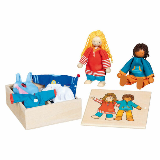 Goki Flexibele Poppen Fynja &amp; Fabio, 6 Outfits