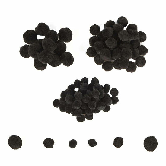 Colorations - Mini Pompons Zwart, 100st.