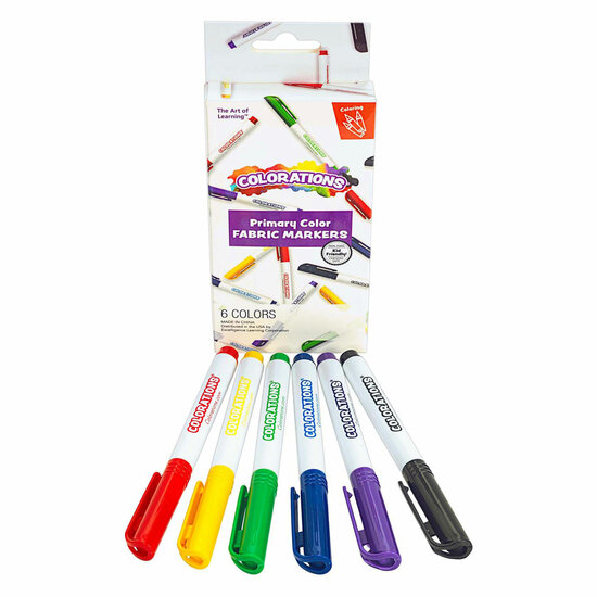 Colorations - Textielstiften Primaire Kleuren - 6 Kleuren