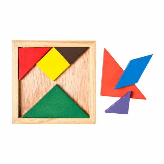 Houten Tangram Puzzel, 7st.