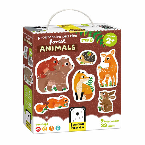 Banana Panda - Oplopende Puzzels Bosdieren - 33st.