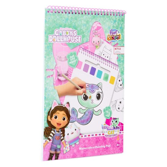 Gabby&#039;s Dollhouse Water Verfset Boek - incl Kwast