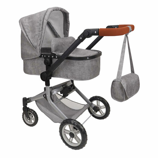 2-in-1 Poppenwagen met Tas - Grijs