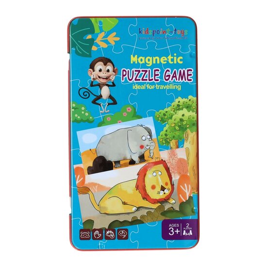 Magnetische Reisspel in Blik Dieren Puzzels, 18st.