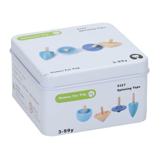 Houten Spelletje in Blikje - Tollen, 4st