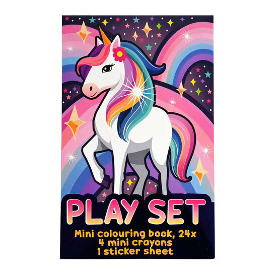 Traktatiesetje - Kleurboekje, Waskrijtjes en Stickervel - Eenhoorn
