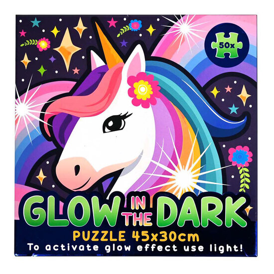 Glow in the Dark Puzzel Eenhoorn - 50st.